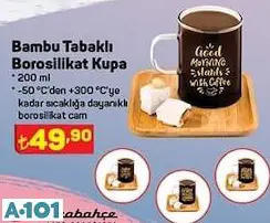 BAMBU TABAKLI BOROSİLİKAT KUPA
